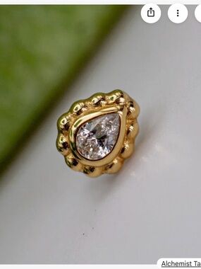 Anatometal Milgrain Pear CZ Threadless End